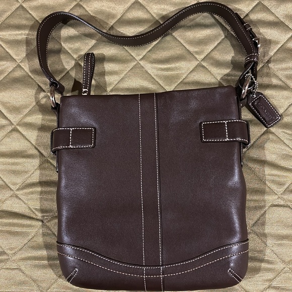 Vintage Coach Chocolate Leather Shoulder Bag G05S-1453 - Picture 3 of 7